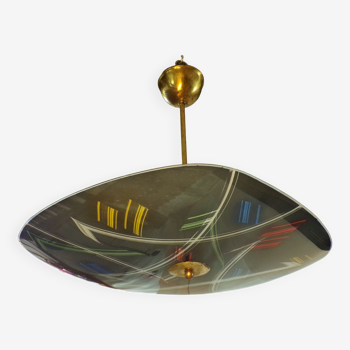 Modernist pendant lamp in painted glass