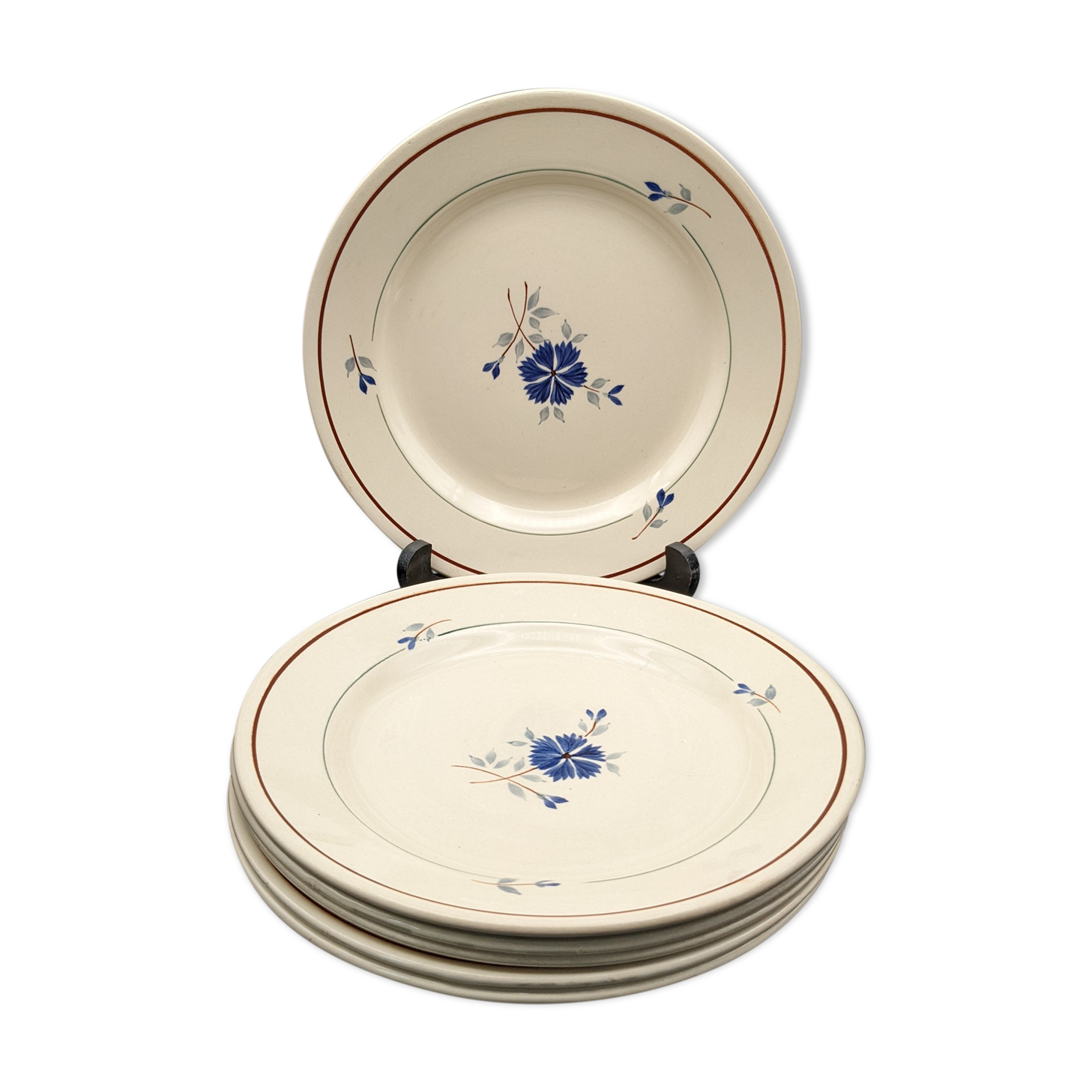 lot 6 flat plates Saint Amand model Prisca flowers