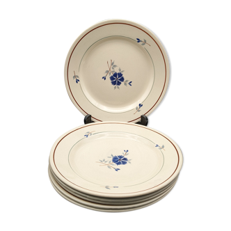 6 assiettes plates Saint Amand modèle Prisca fleurs