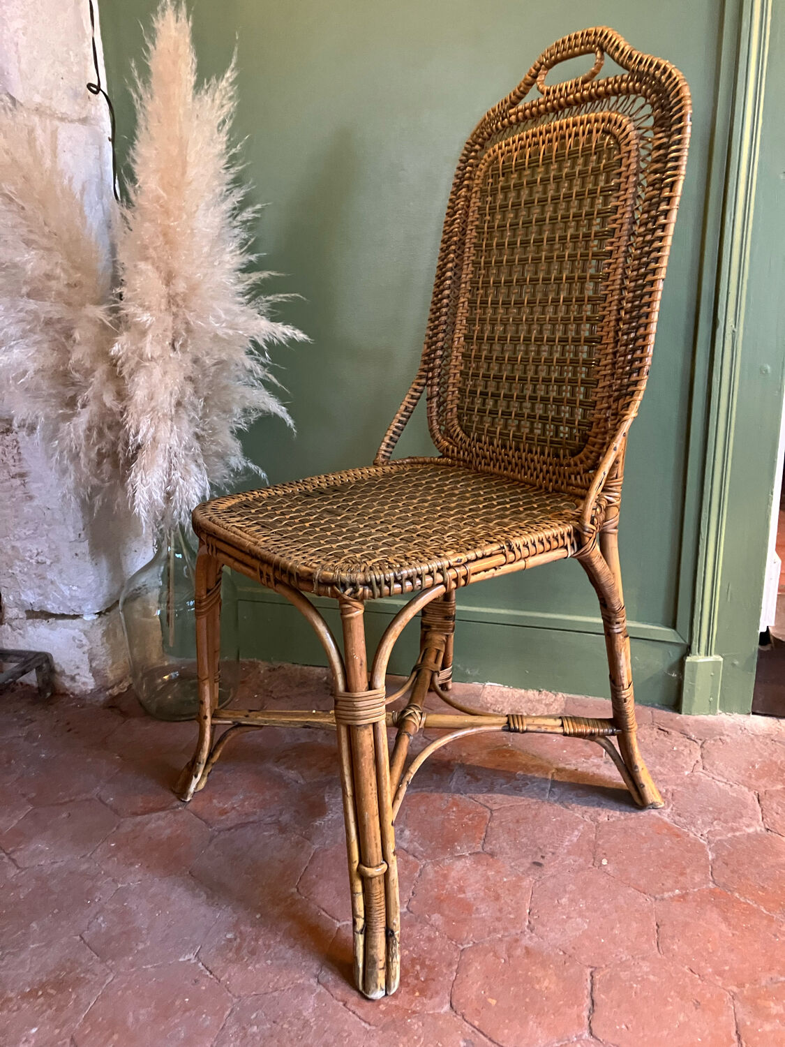 Vintage rattan chair house drucker