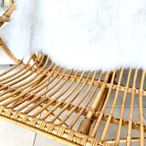 Vintage rattan bench sofa