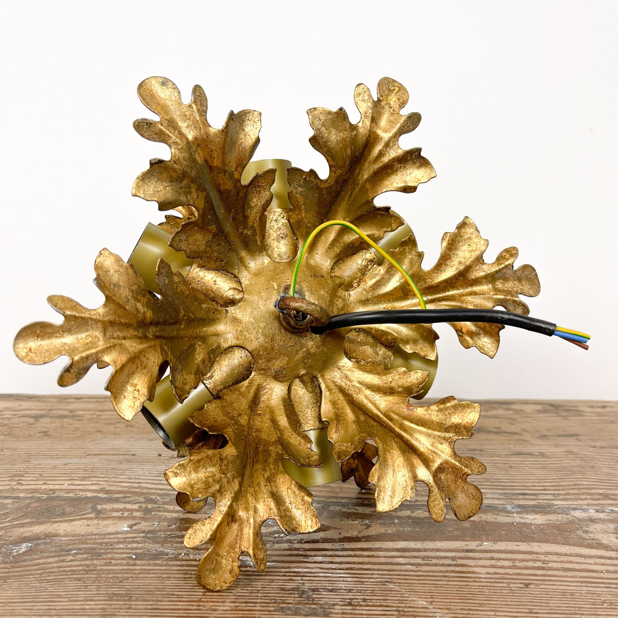 Set of two vintage golden banci firenze flower ceiling lamps small