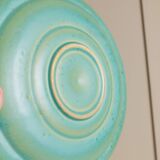 Green Turquoise Gradient Ceramic Bowl with Organic Shape, Large Danish Studio Piece, 1970s