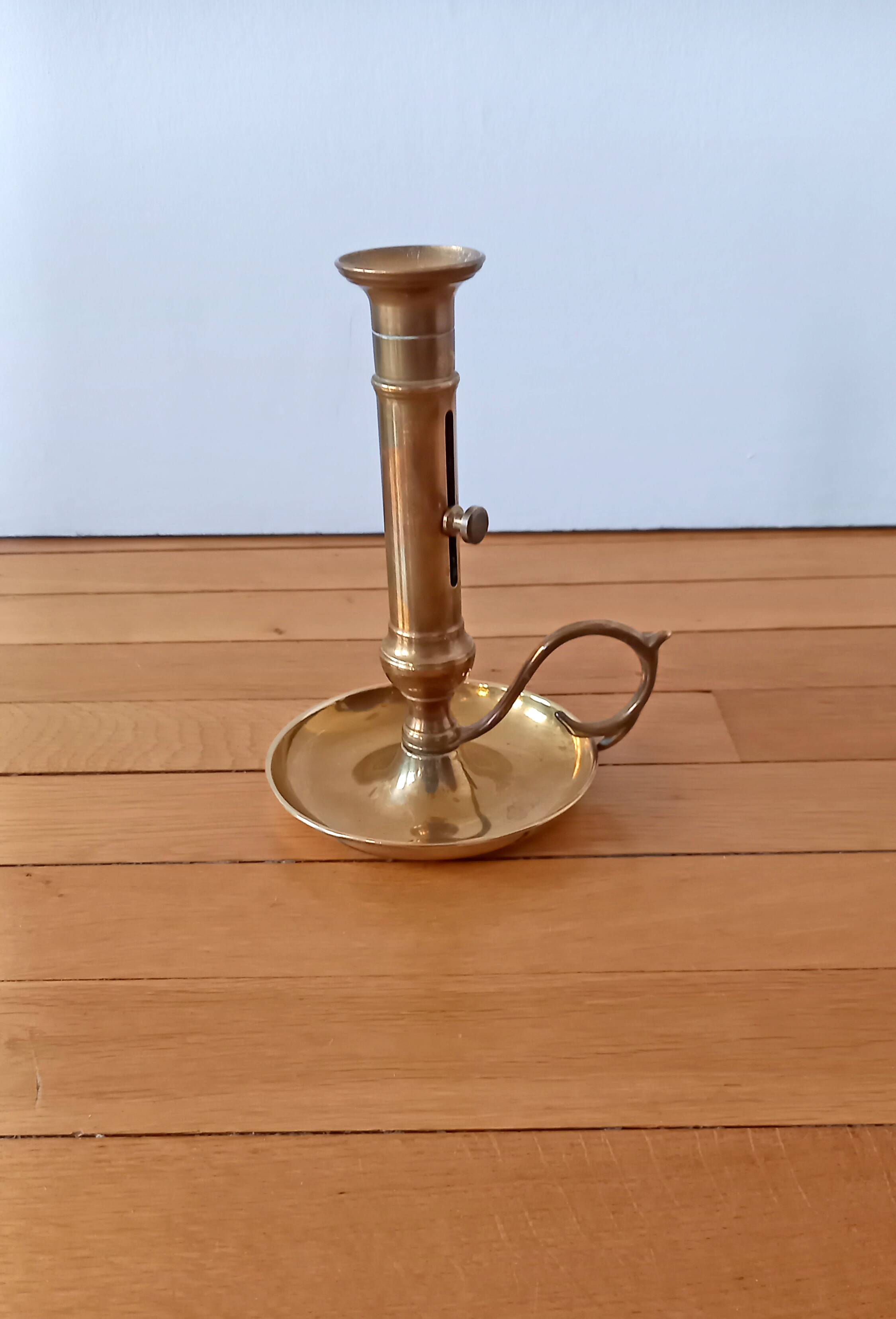Old Candlestick Mounted Drop Candlestick in Copper or Brass