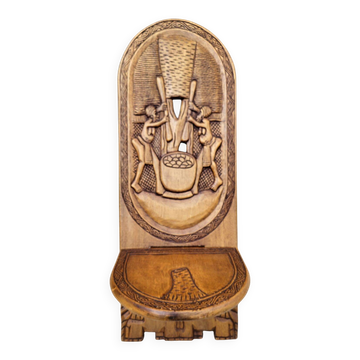 Chaise africaine bois sculpté escamotable