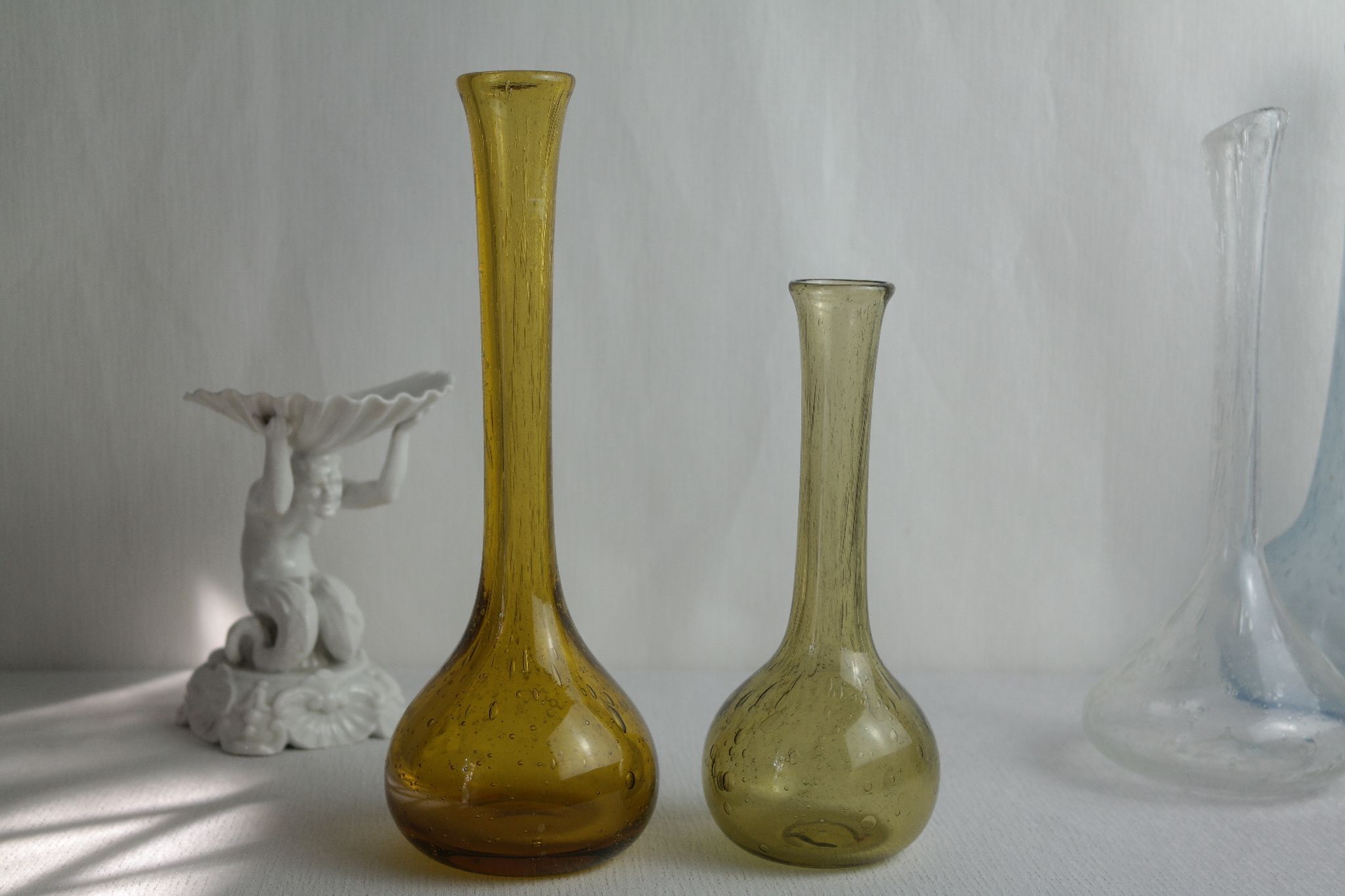 Paire de soliflores en verre soufflé bullé biot vintage