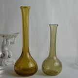 Pair of vintage biot bubbled blown glass soliflores