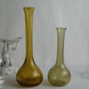 Paire de soliflores en verre soufflé bullé biot vintage
