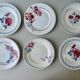 6 antique flat plates, floral decoration, 22.5 cm