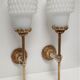 Pair of vintage patinated golden metal hand sconces