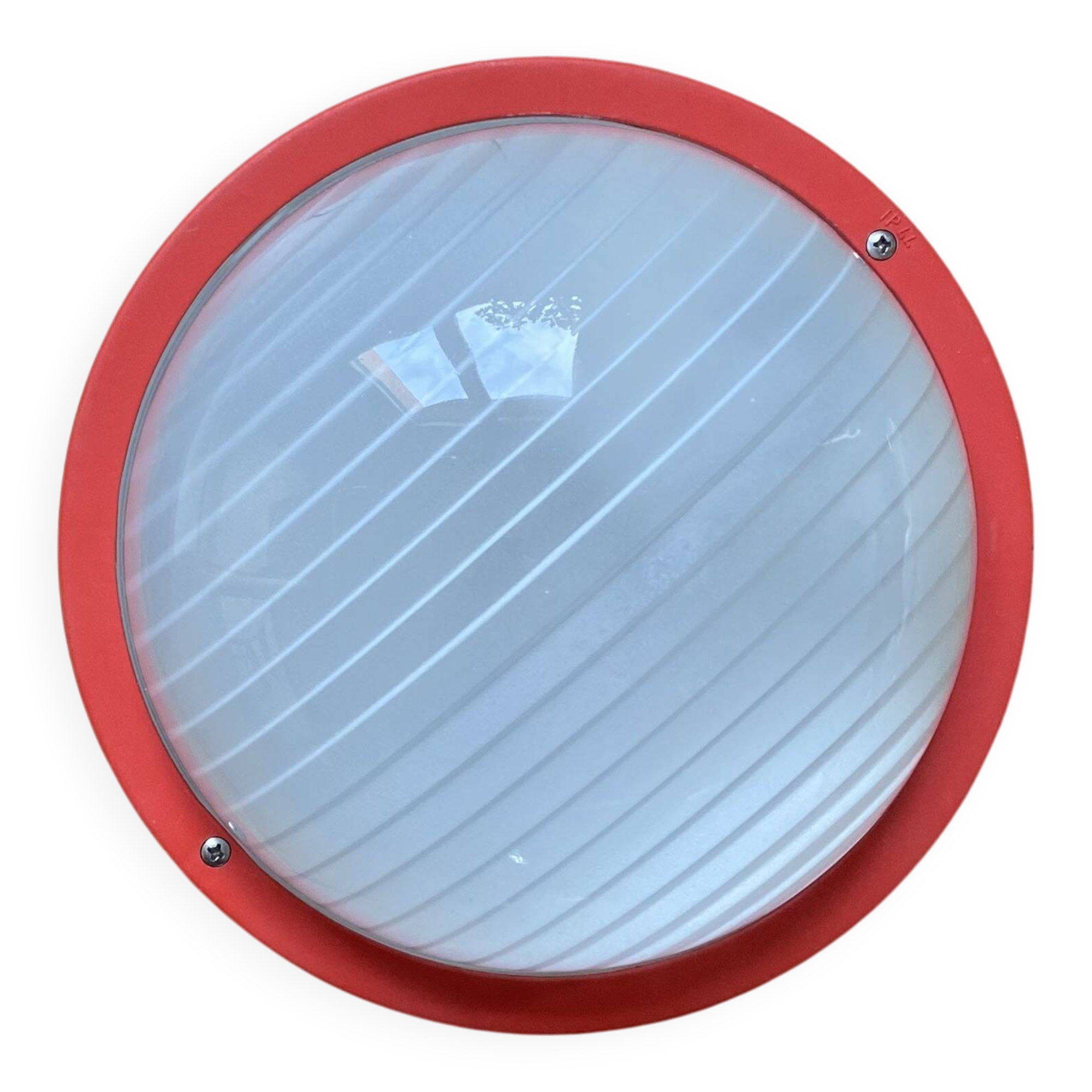 Round glass wall-mounted ceiling light porthole Prisma model Eko red.