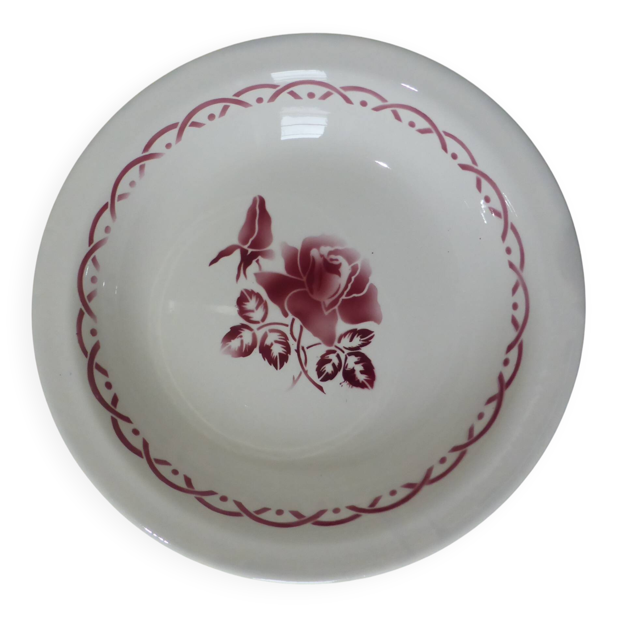 Vintage round hollow dish from Digoin Sarreguemines, Michel model 231109