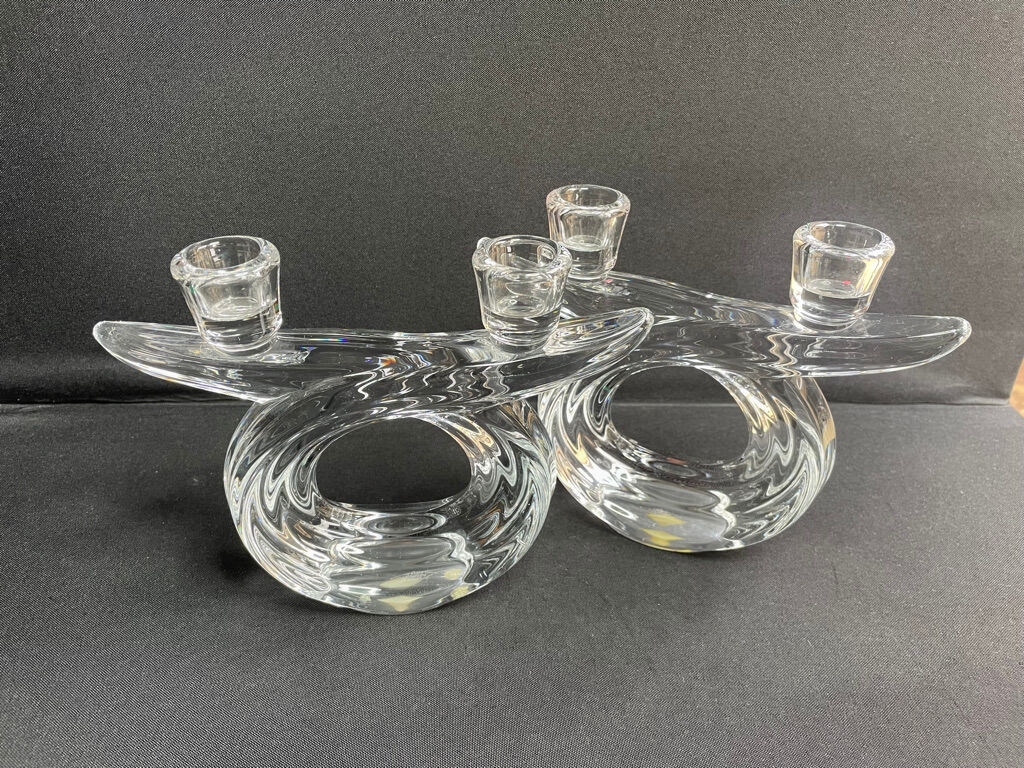 Vannes le Châtel - Candle holders with 2 lights (2) - Cristal
