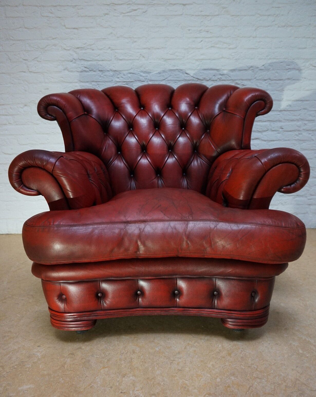 Vintage English Leather Dellbrook Chesterfield Club Chair