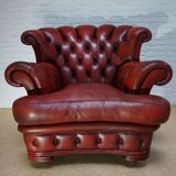 Vintage English Leather Dellbrook Chesterfield Club Chair