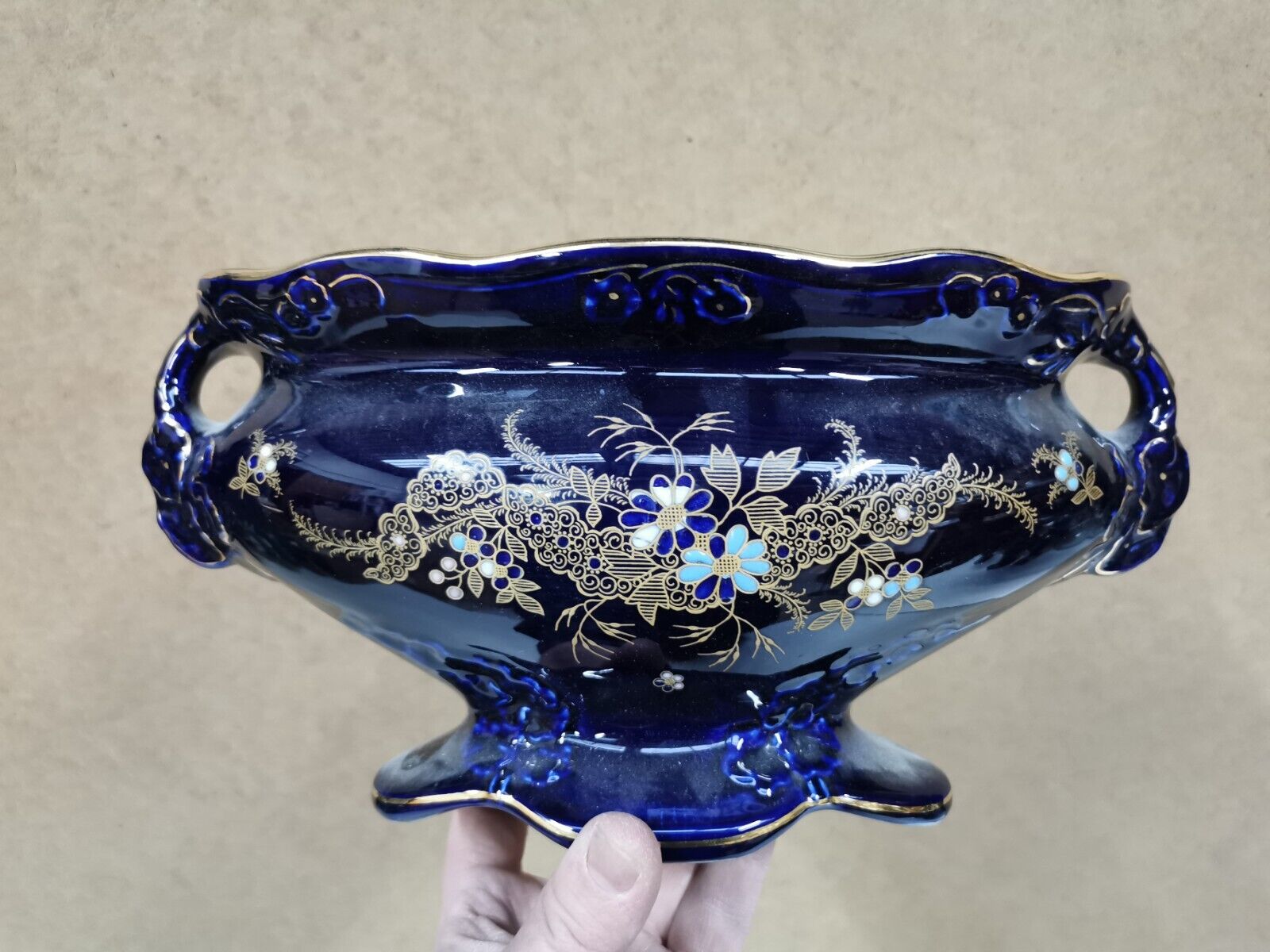 Pair of Vases + Art Nouveau Planter Barbotine De Bruyn FIVES LILLE