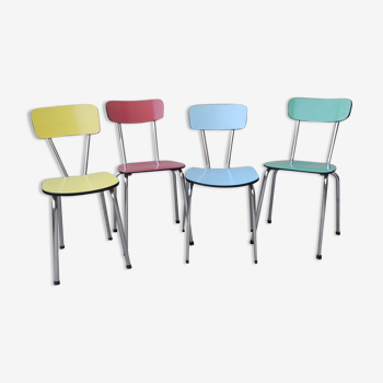Lot chaises dépareillées colorées formica vintage années 60