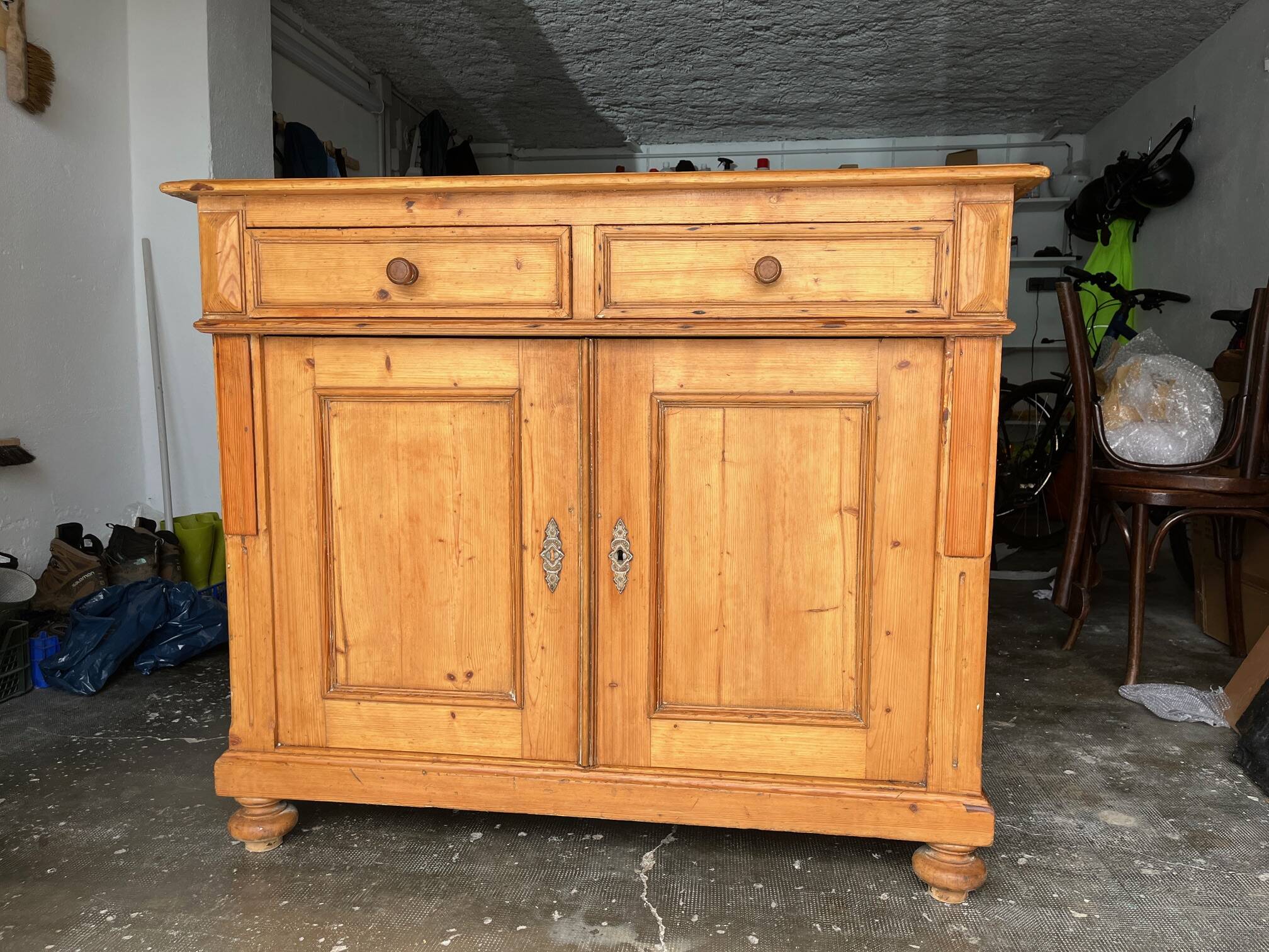 Antique 2-part pine sideboard