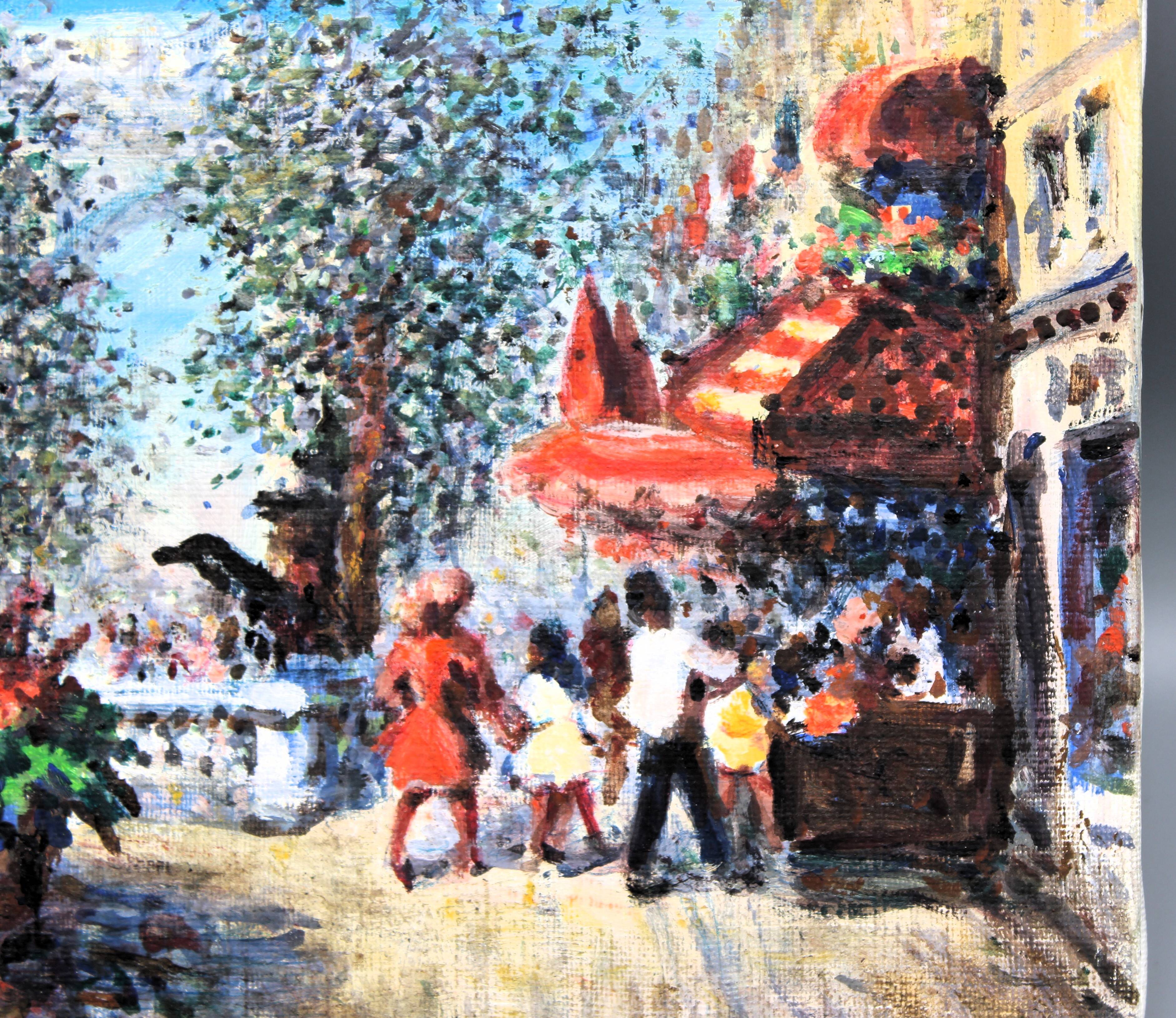Beautiful antique painting hst gena pechaubes - paris - small format 27 / 21.5 cm