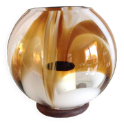 Lampe globe en verre polychrome sur socle marbre / vintage années 60-70