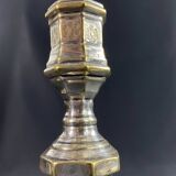 18th century Regency candlestick in silvered bronze with chiseled floral decoration