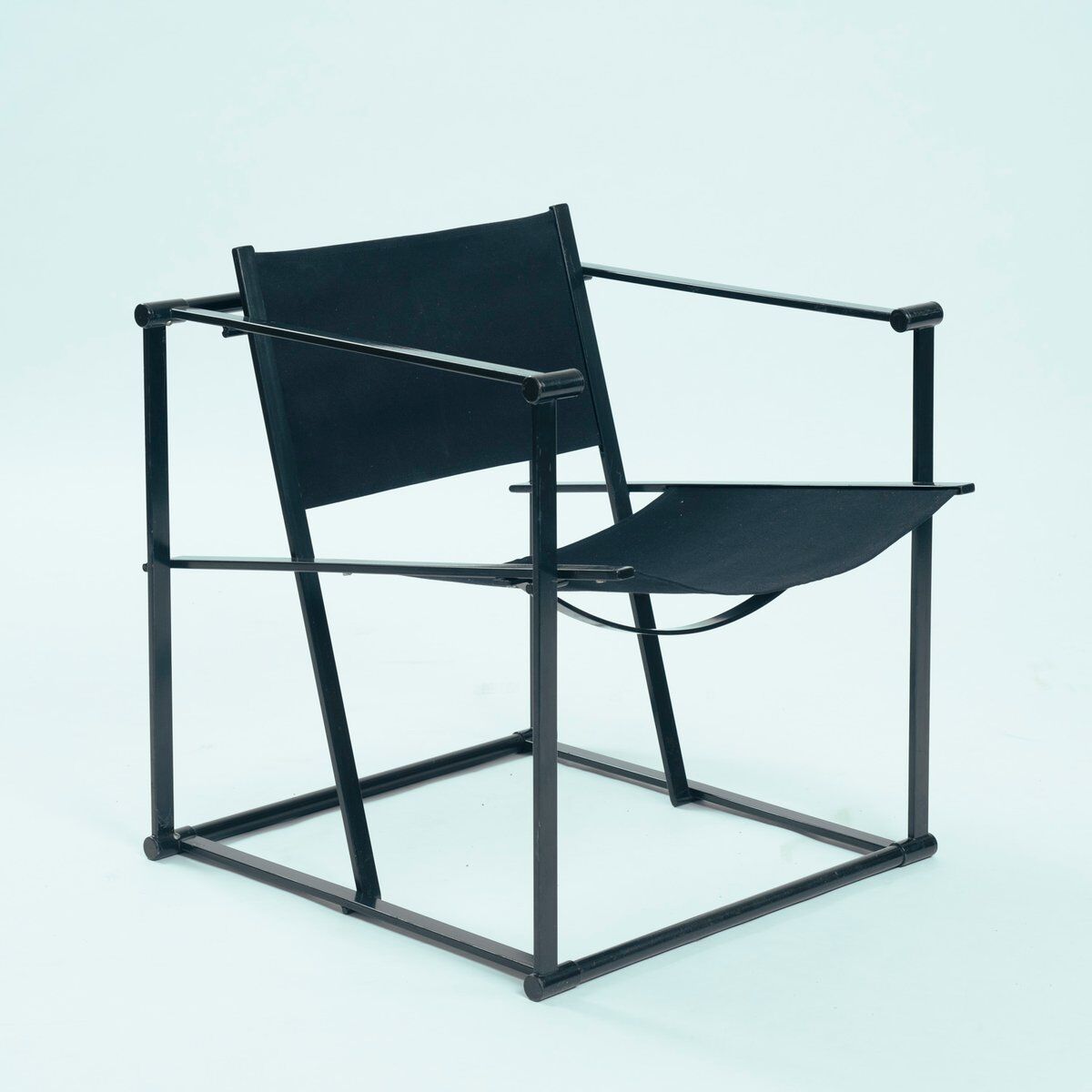 Vintage cubic steel canvas armchair by Radboud van Beekum by Pastoe, 1984