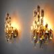 Pair of oscar torlasco wall lamps, triedri glass, italy, 1970