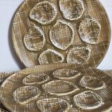 Six oyster plates earthenware with matte enamel, 50s