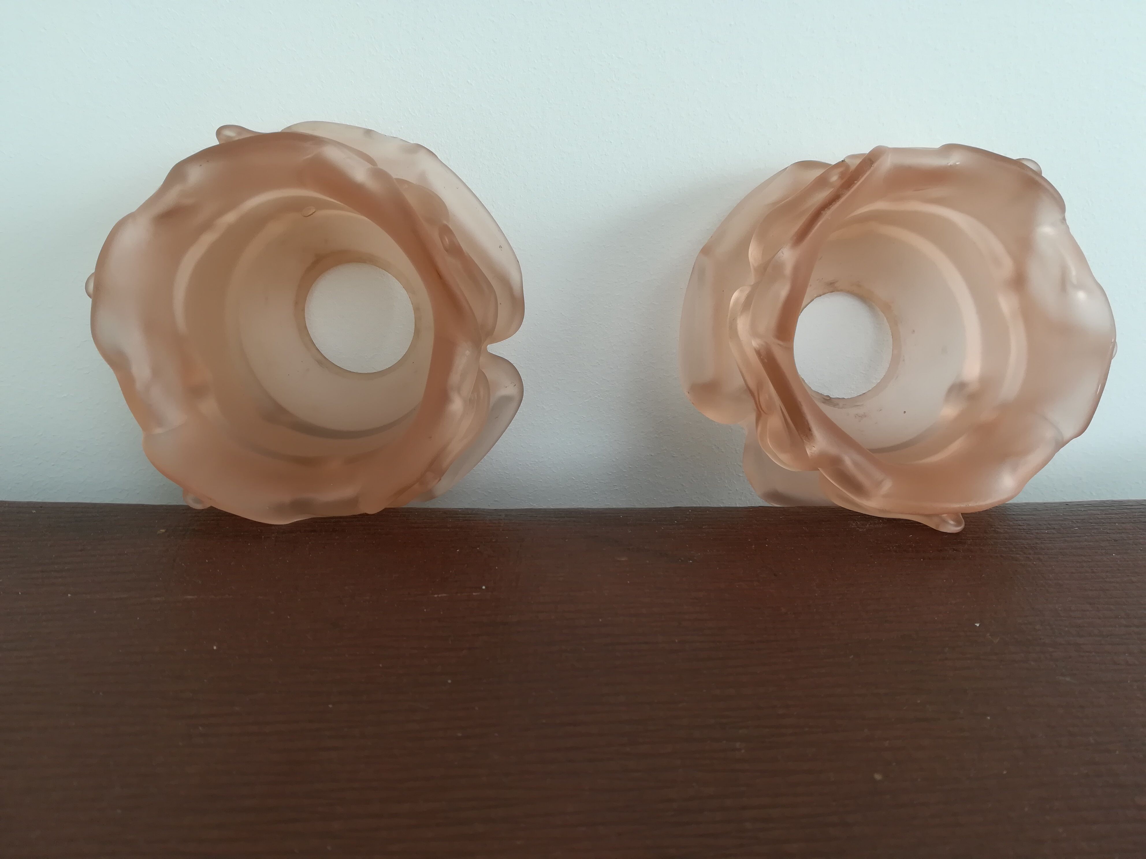 Lot de 2 tulipes en pâte de verre rose
