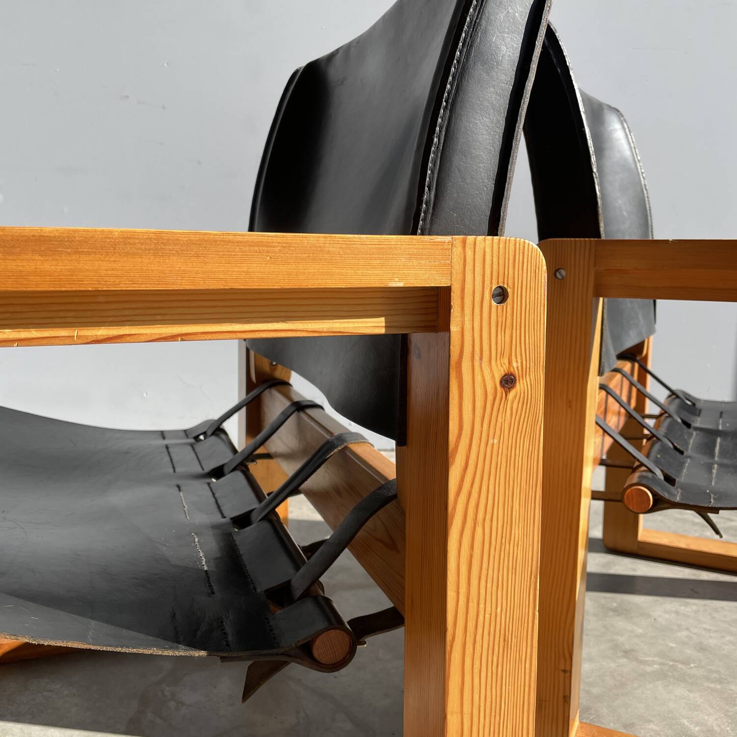 rare bohemian saddle leather safari easy chairs, 1970s