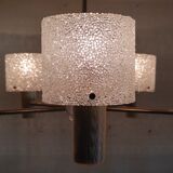 Brass and perspex chandelier with 5 lights - 1960s/70s