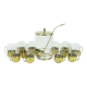 elegant mid century PUNCH bowl set with 12 glasses and centerpiece 1950s