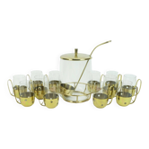 ensemble de bol à punch élégant des années 50 avec 12 verres et pièce maîtresse