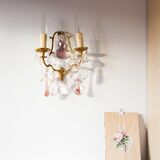 Pair vintage brass wall lamps and tassels