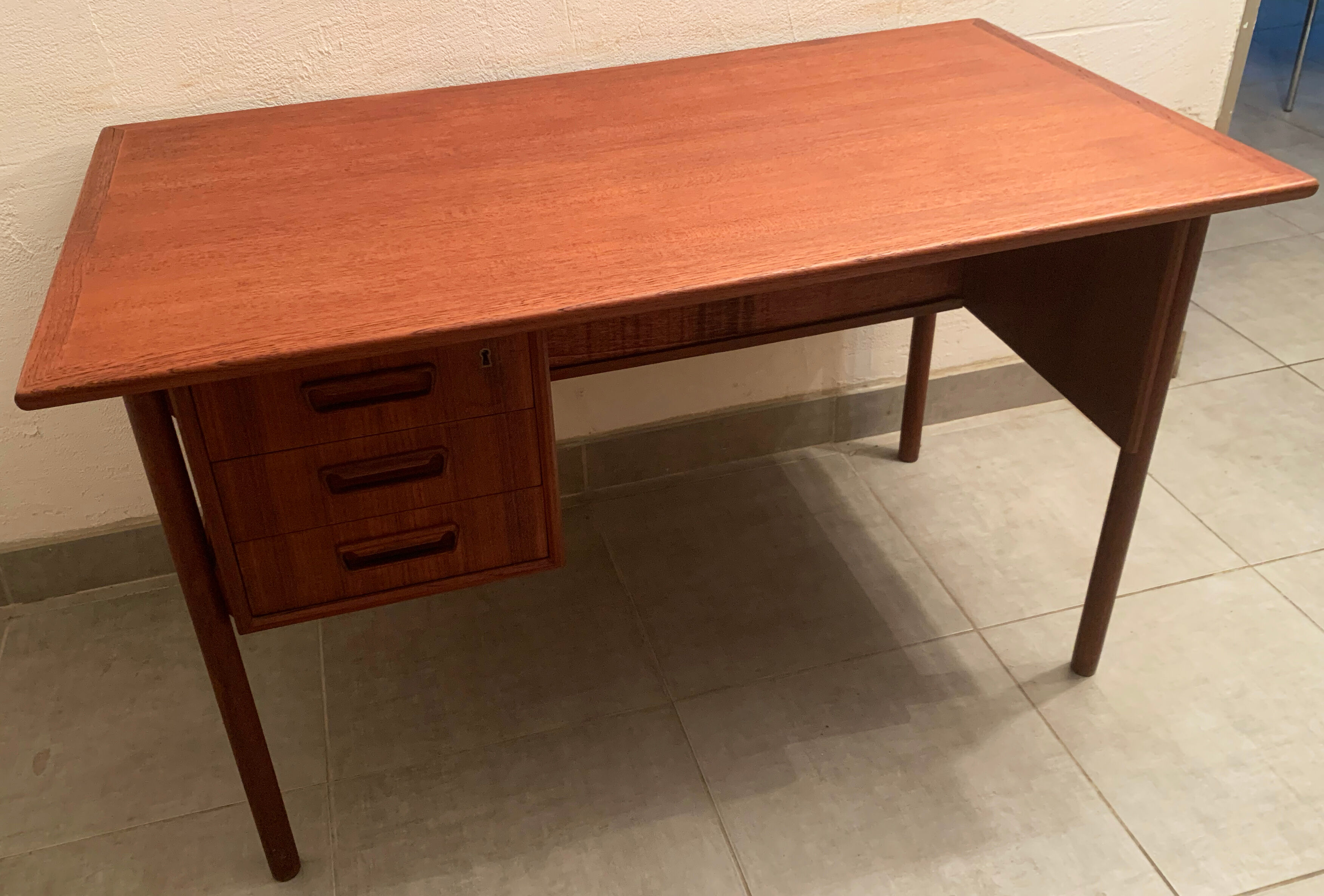 Vintage Danish teak desk by Gunnar Nielsen Tibergaard, 1960