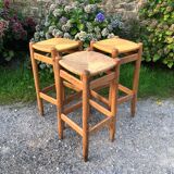 High stools mulched in oak
