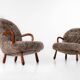 Rare pair of Clam chairs by Arnold Madsen for Madsen & Schubell, Denmark 1944