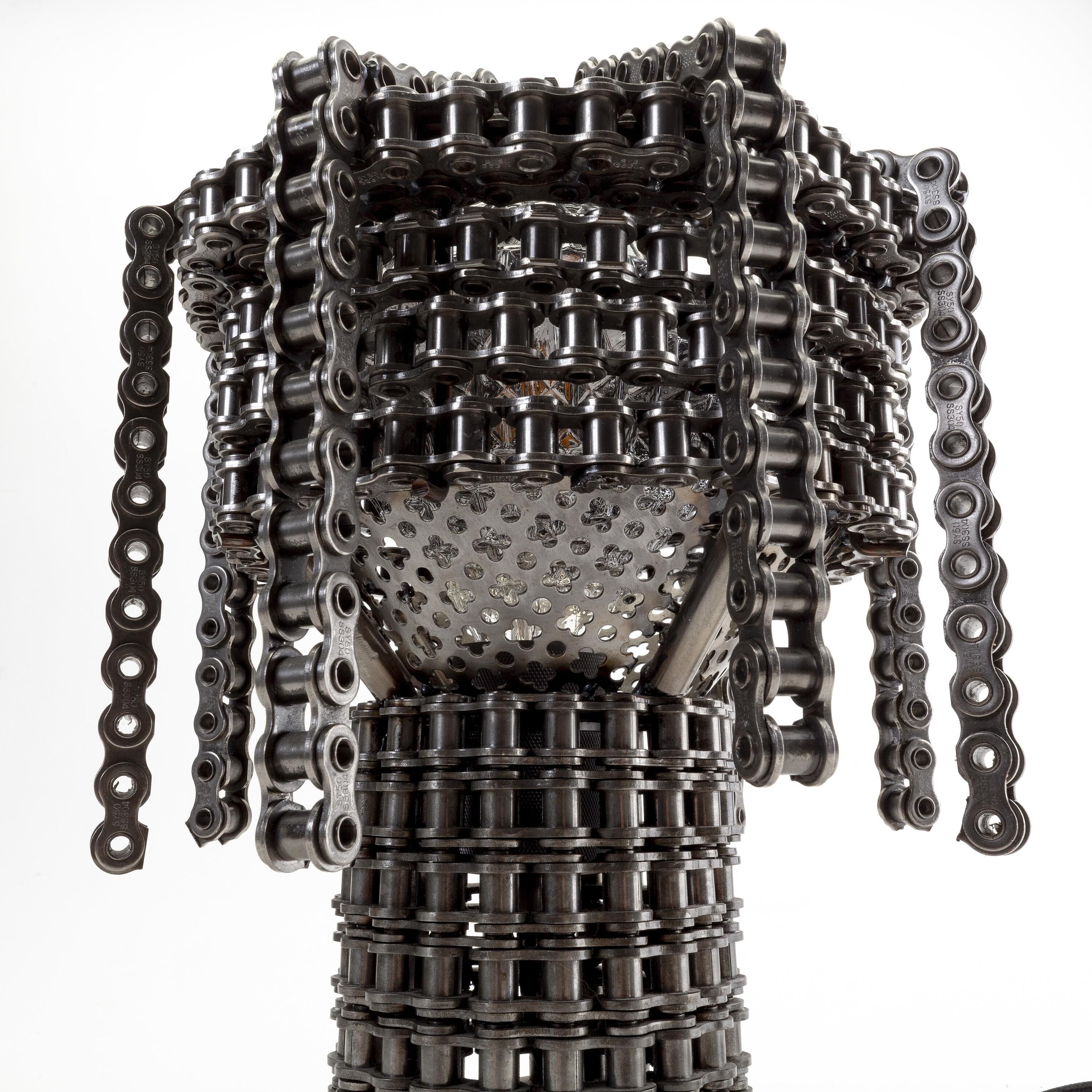 Unique metal chain table lamp, Sweden, 2000s