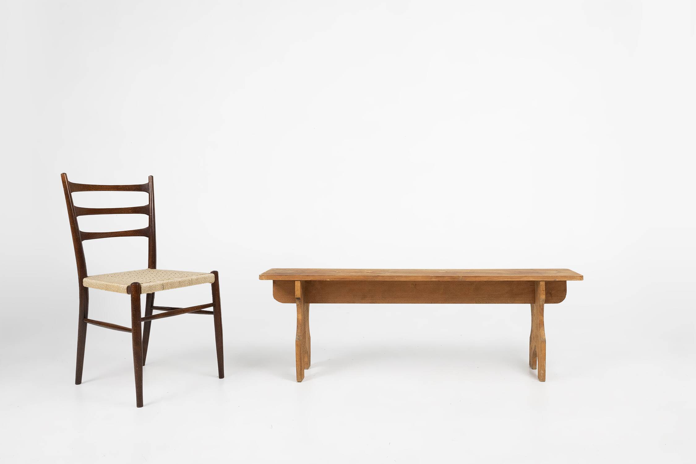 Art Deco bench in solid wood, France ca. 1940