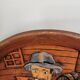 Vintage Embossed Clay Plate: Man Drinking, Retro Wall Decor