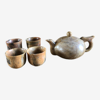 Polished stone tea set