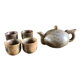 Polished stone tea set