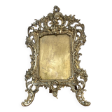 Large rocaille photo frame in gilded bronze Louis XV style with foliage - 19th century