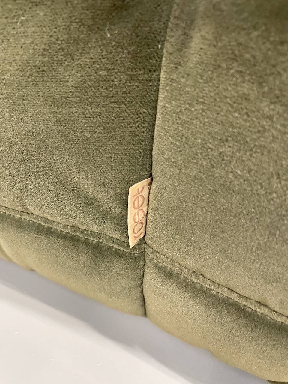 Vintage 2 and 3 seater green velvet togo set