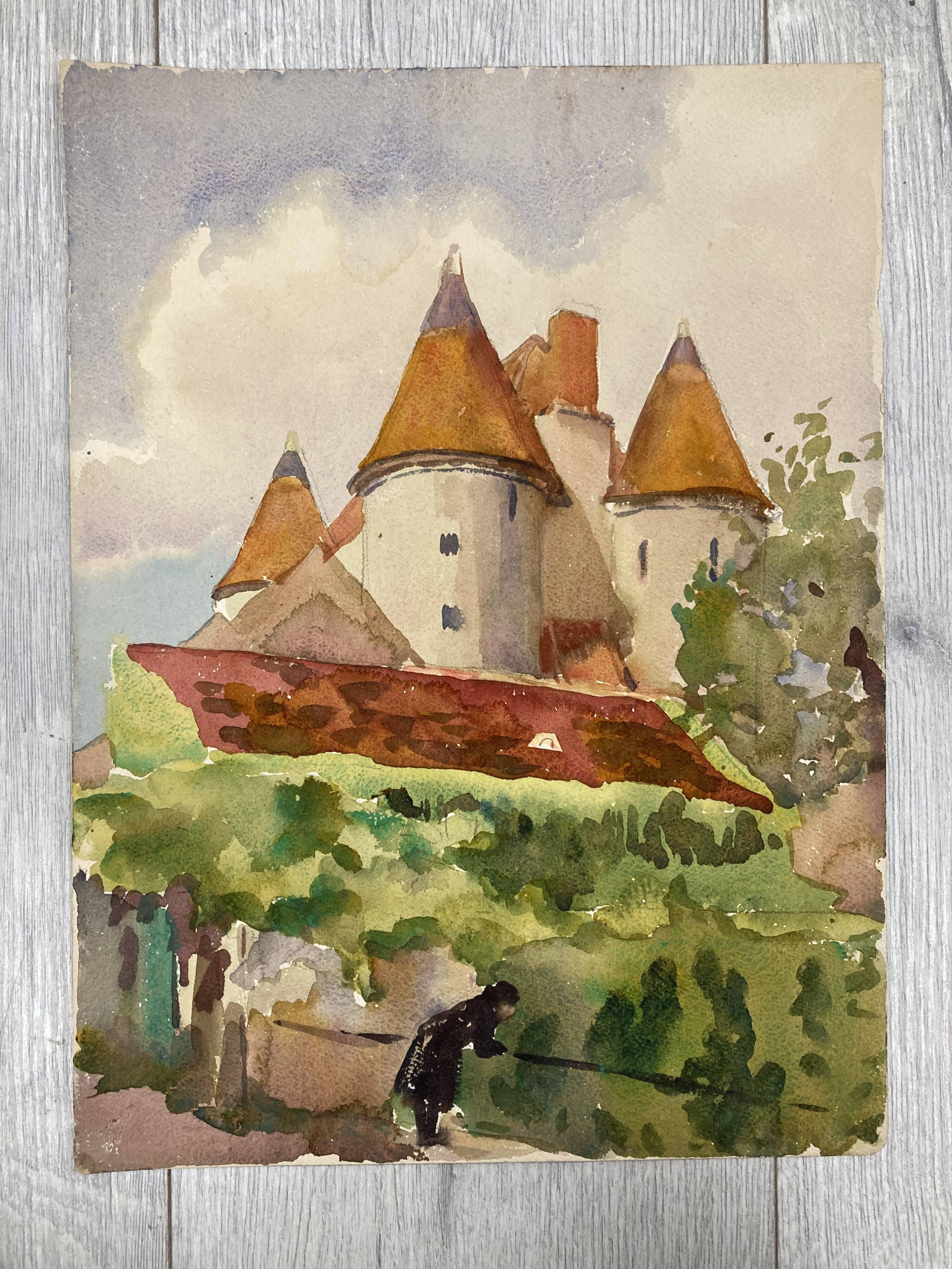 Watercolor Vintage Chateau