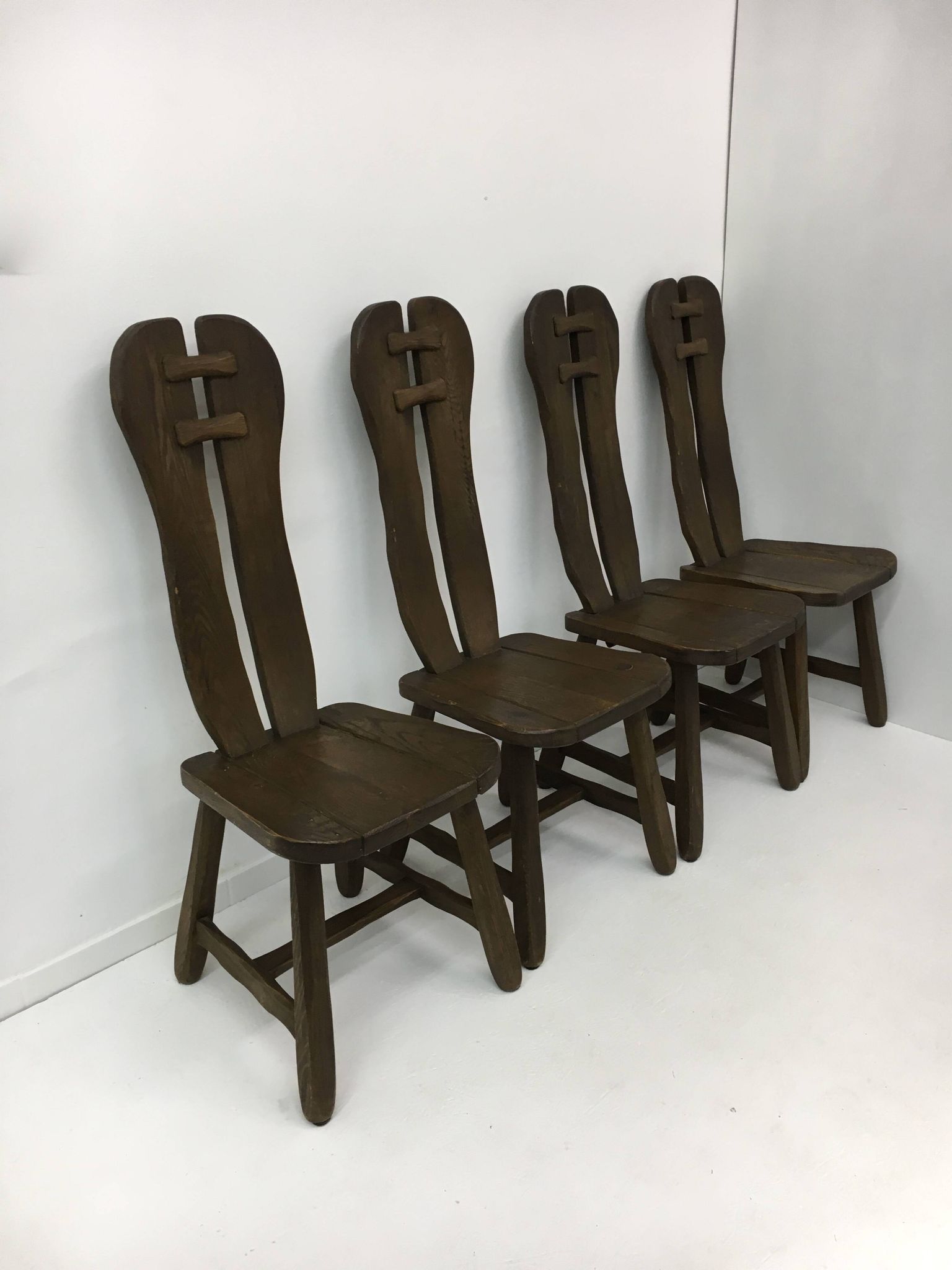 Set of 4 Belgian Brutalist Dining Chairs from De Puydt, 1970’s