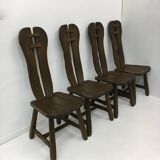 Set of 4 Belgian Brutalist Dining Chairs from De Puydt, 1970’s