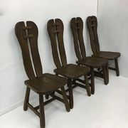 Set of 4 Belgian Brutalist Dining Chairs from De Puydt, 1970’s