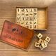 Jeu alphabétique pour enfant, 32 anciens cubes et sa boite sérigraphiée, jeu éducatif vintage