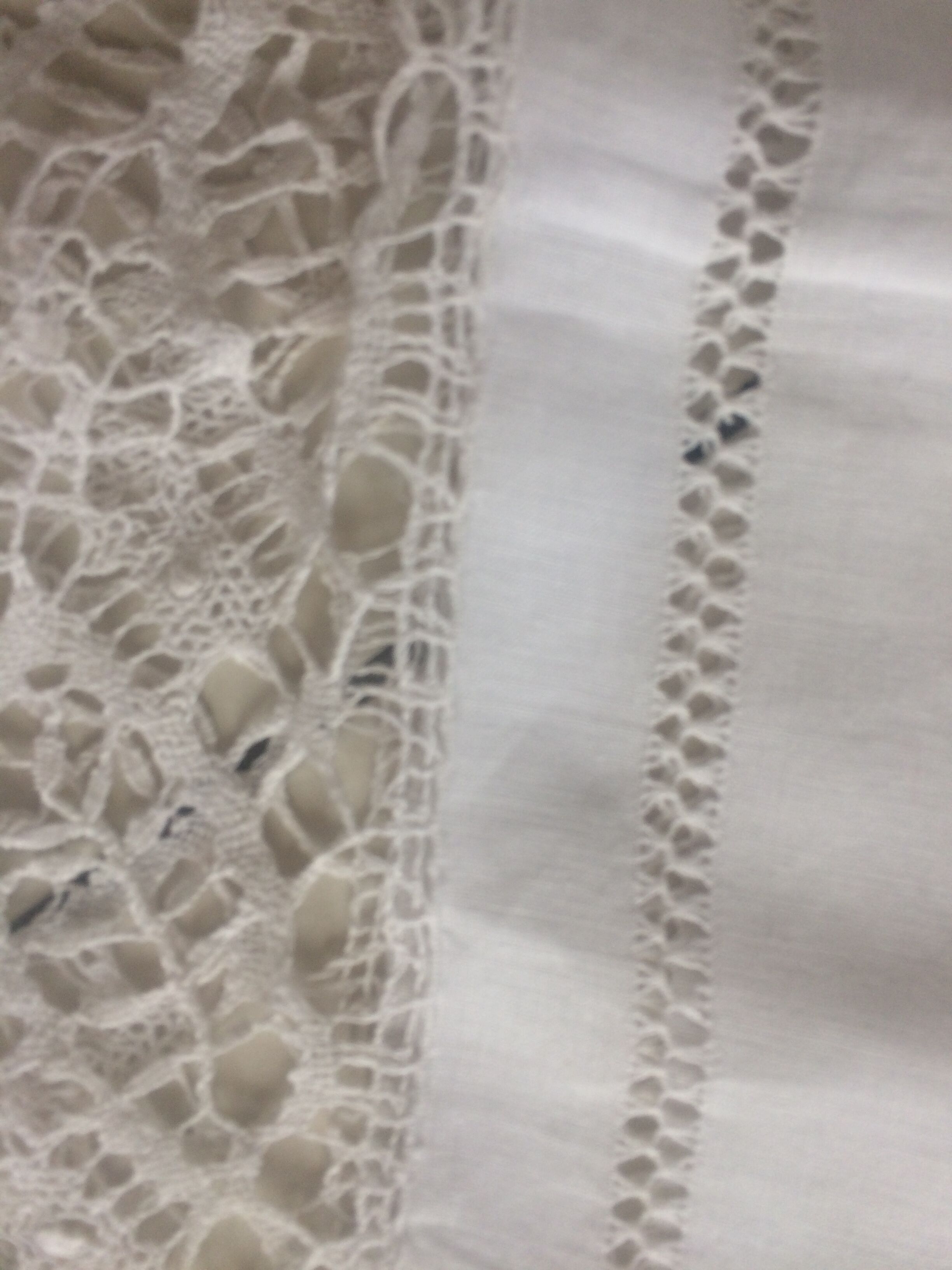 Old tablecloth with embroidery and handmade lace
